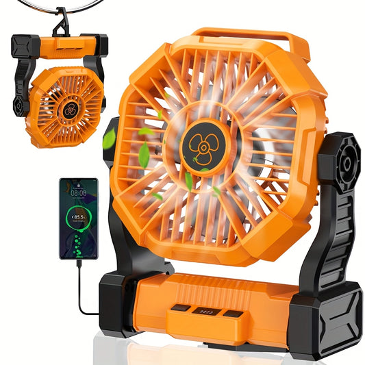 20000mAh Outdoor Fan, Golf Rechargeable + Lighting + Fan 3-in-1 Electric Camping Fan with LED Lantern Portable Tent Fan with Timed Rotation Function for Barbecue Or Traveling, Portable Outdoor Fan with Hookups, Power Outage,