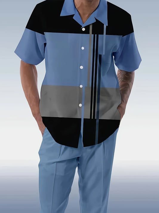 Men's short-sleeved shirt and long pants