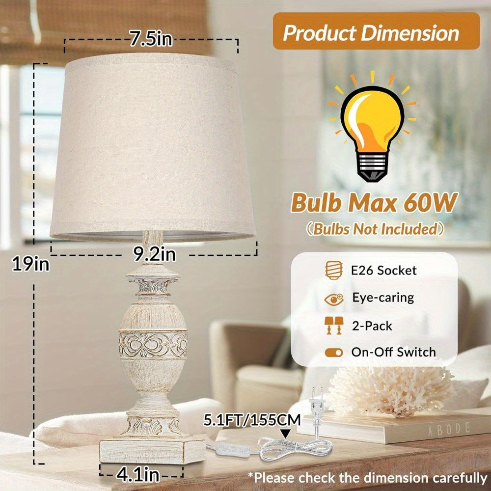 19in Farmhouse Table Lamps Set of 2