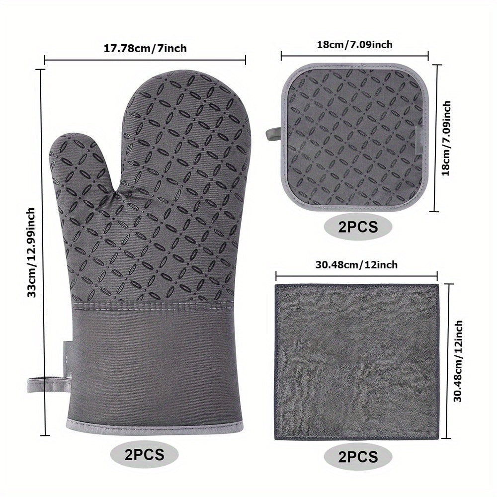 Silicone Oven Mitts and Pot Holder Set