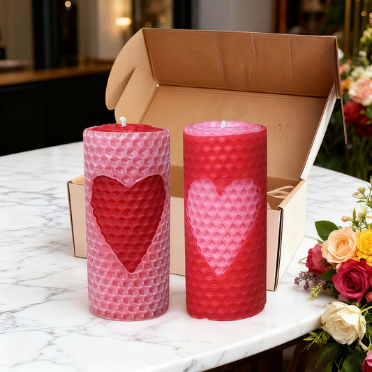 2pcs Pink Beeswax Candles