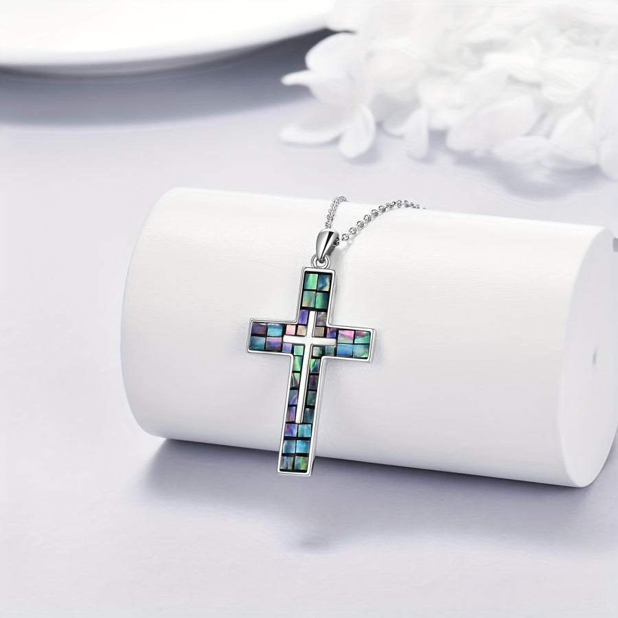 Silver Abalone Shell Cross